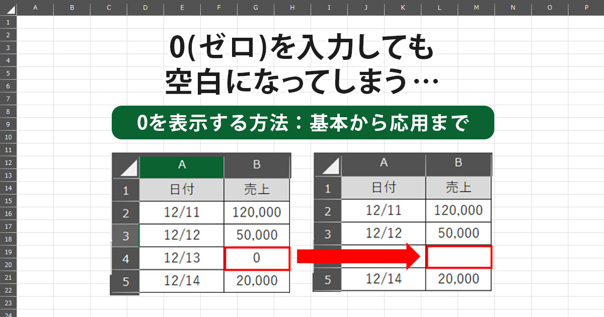 Excel（エクセル）で0を表示する方法：基本から応用まで