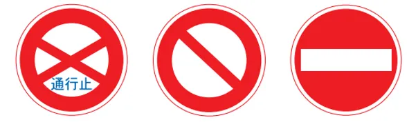 通行止めと車両進入禁止の標識
